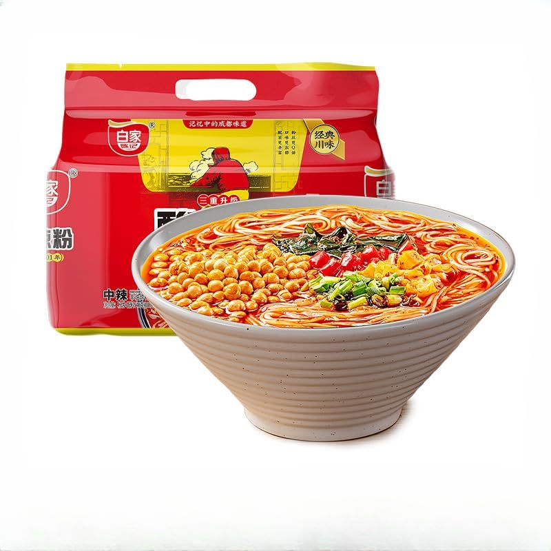 BAIJIA Chongqing Hot & Sour Sweet Potato Noodles, 540g Authentic Sichuan Spicy & Tangy Instant Meal - Quick and Convenient (540g*2)