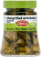 FRATELLI D'AMICO - Chargrilled Artichokes, Quartered in Oil, Grilled, Naples Style, 9.9oz (280g) NON-GMO