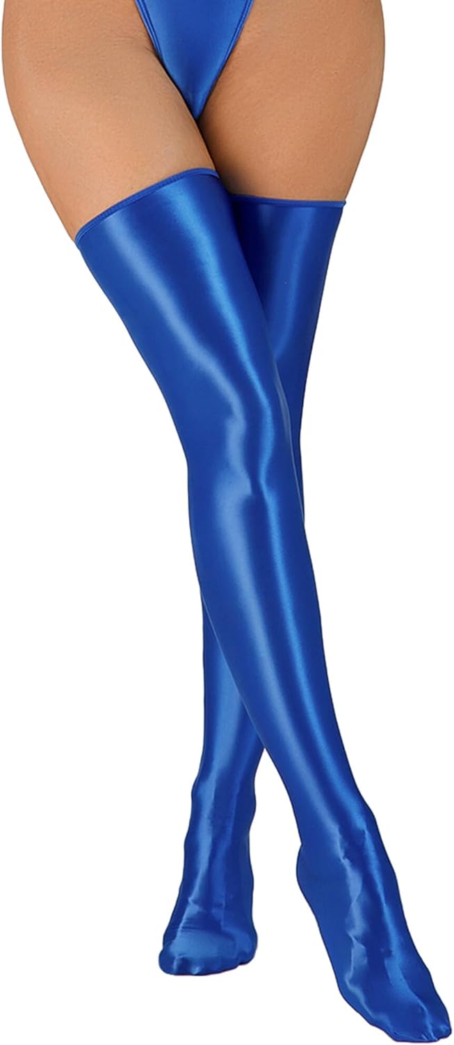 FEOYA Shiny Thigh High Stockings for Women Oil Glossy Stockings Opaque Long Stockings Over Knee Cosplay Socks