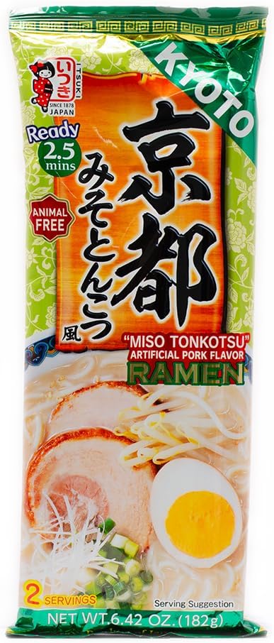 Kyoto Miso Tonkotsu Ramen by Itsuki – 6.4oz, 2 Servings, Japanese Non-Fried Noodles with Pork & Miso Broth