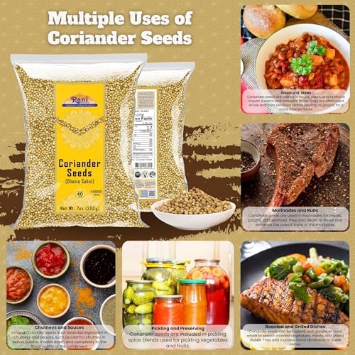 Rani Coriander (Dhania) Seeds Whole, Indian Spice 7oz (200g) ~ All Natural | Gluten Friendly | NON-GMO | Vegan | Indian Origin