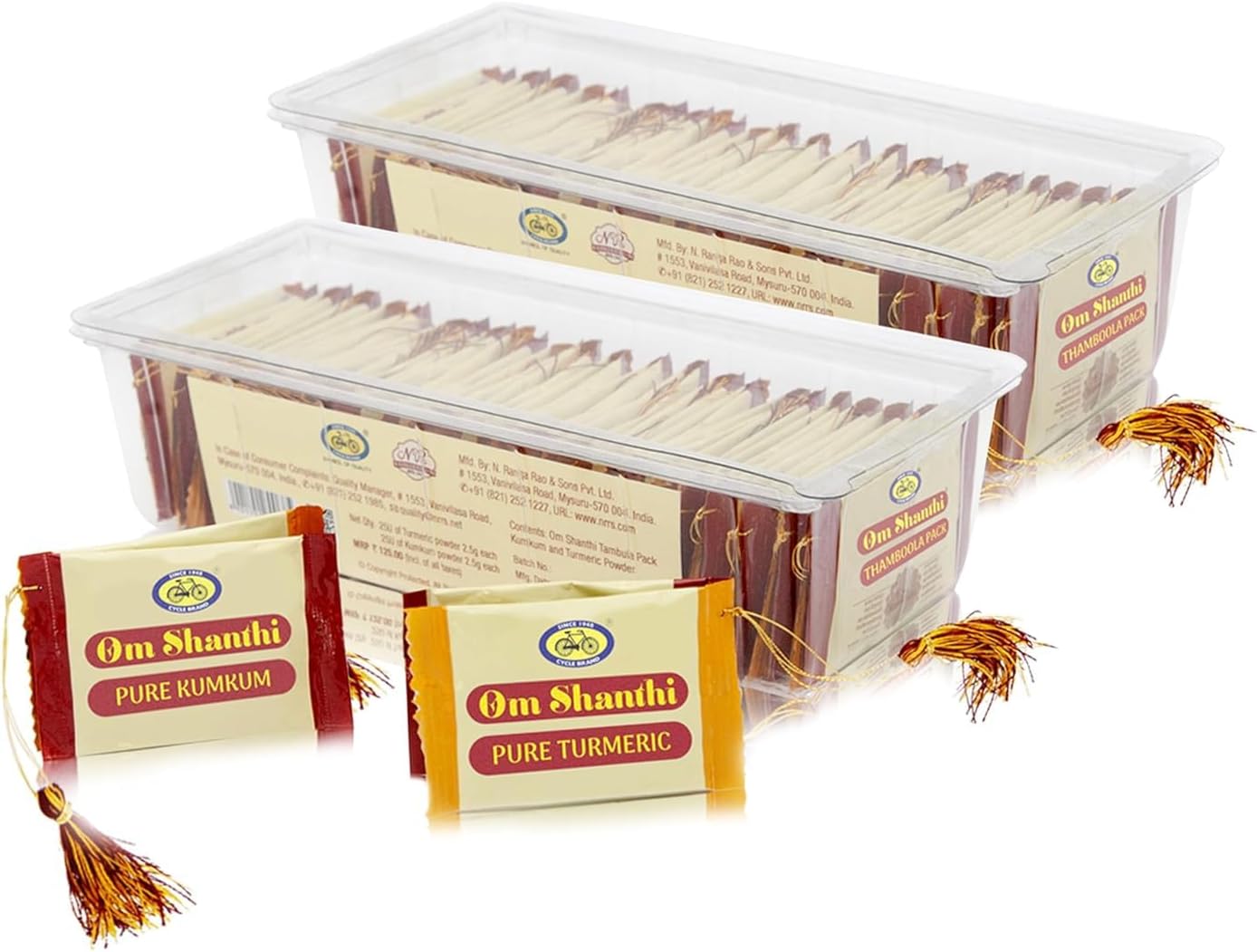Pasupu Kumkuma Return Gift Packets | Set of 25 Haldi Kumkum Mini Packs | Premium Kumkum and Turmeric Powder Combo | Indian Thamboolam Set for Durga Puja | Thambulam Give Away Pooja Gifts