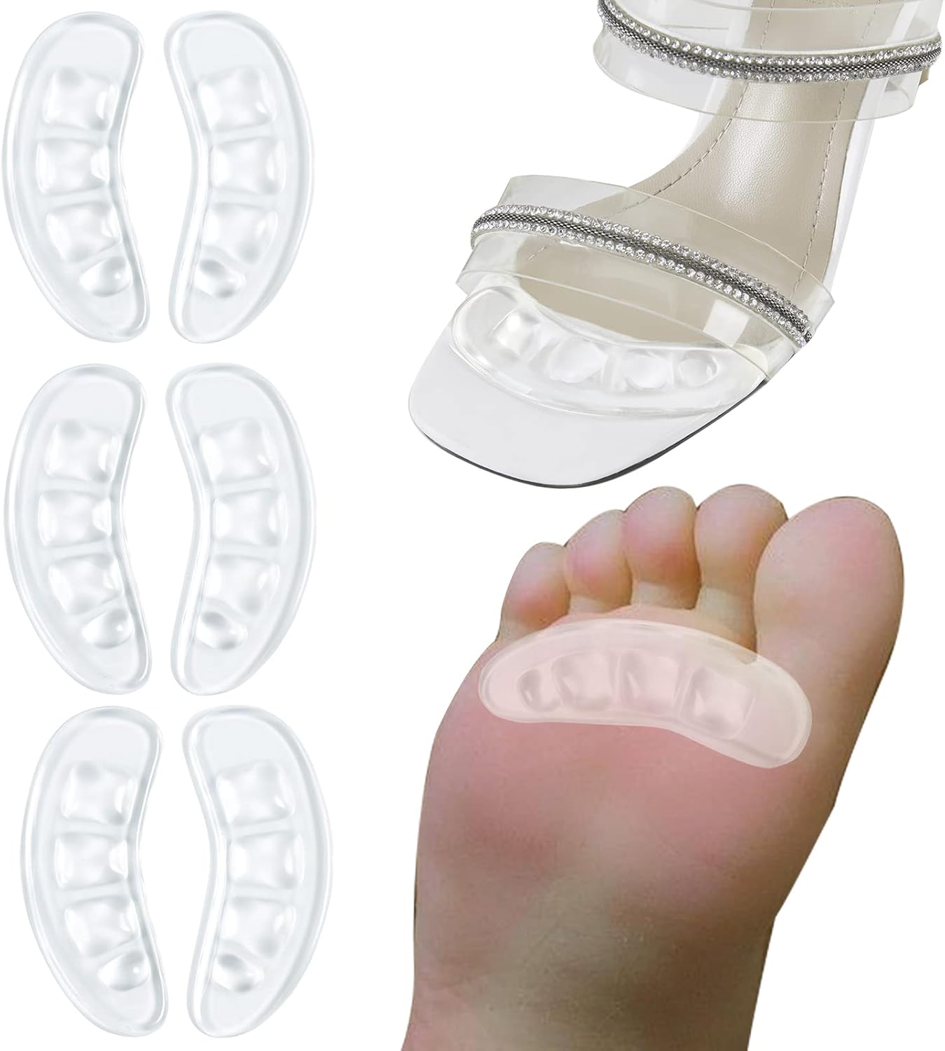 Metatarsal Pads Women,Ball of Foot Cushions for Heels,Non-Slip Foot Pads to Relief Pains All Day,Toe Pads for Heels, Shoe Gummies for Heels, Heel Pads for Stop Feet from Sliding Forward