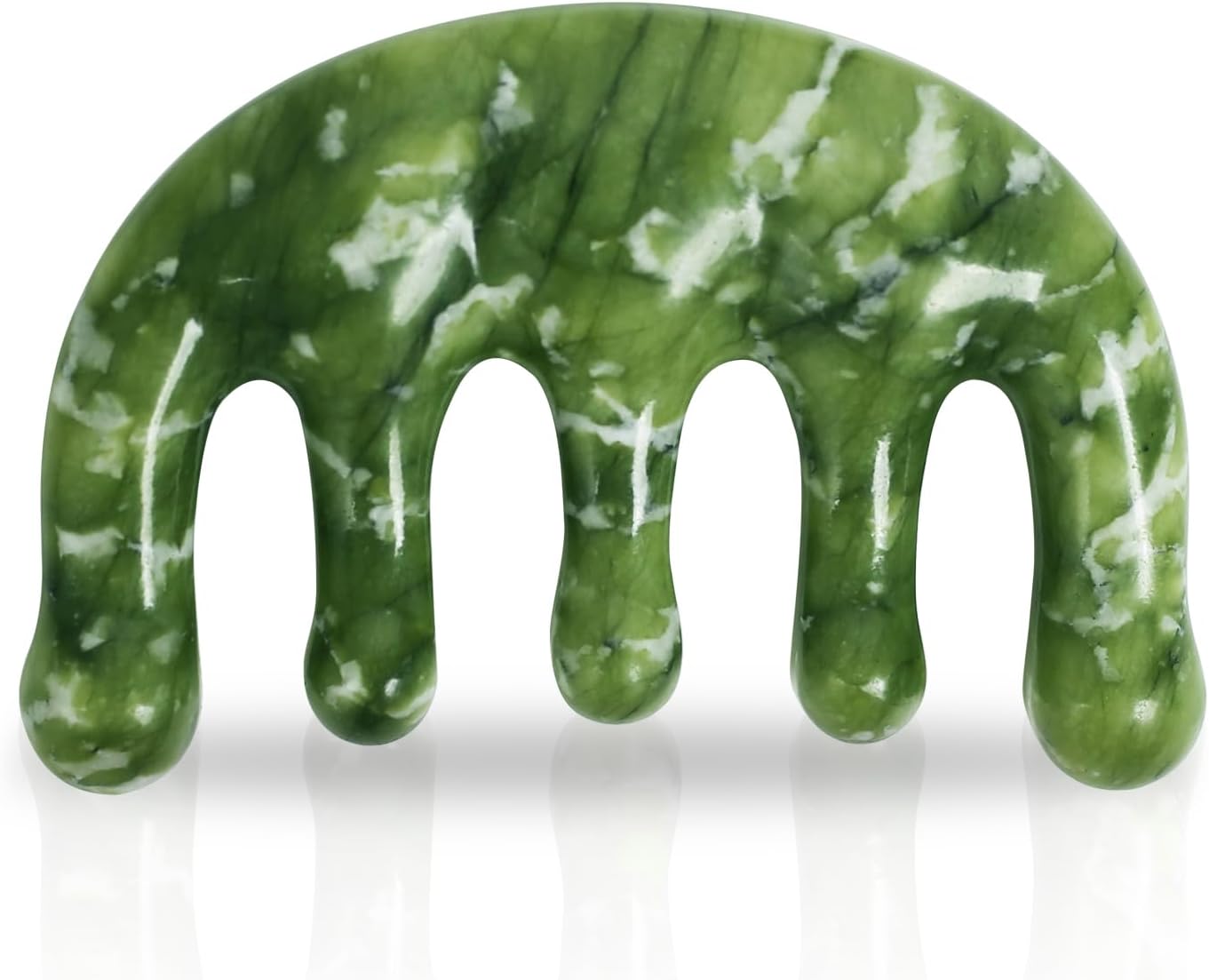 Jade Massage Comb, Gua Sha Comb - Natural Jade Stone Hair Comb for Head Scalp,Body, Facial Massage, Anti-Static Jade Wide Tooth Comb for Men&Women Hair Growth, Acupressure Meridian Massager