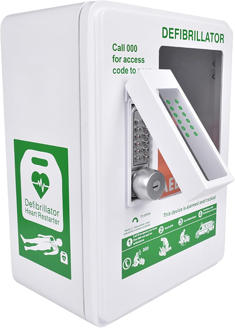AED Storage Cabinet, Outdoor AED Cabinet with Constant Temperature Control System and Intelligent Password Lock, Waterproof and Anti-Corrosion, Compatible with Multiple AED Models