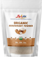 Jai Ho Certified USDA Organic Arrowroot Powder – 3 LB – Gluten-Free, Vegan, Non-GMO – Resealable Zip Lock Pouch