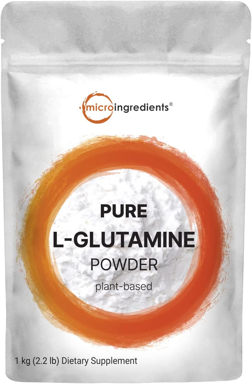 Pure L-Glutamine Powder, 2.2lbs (1kg) | Free Form Amino Acid | Unflavored Glutamine Supplement | Non-GMO, Vegan Friendly