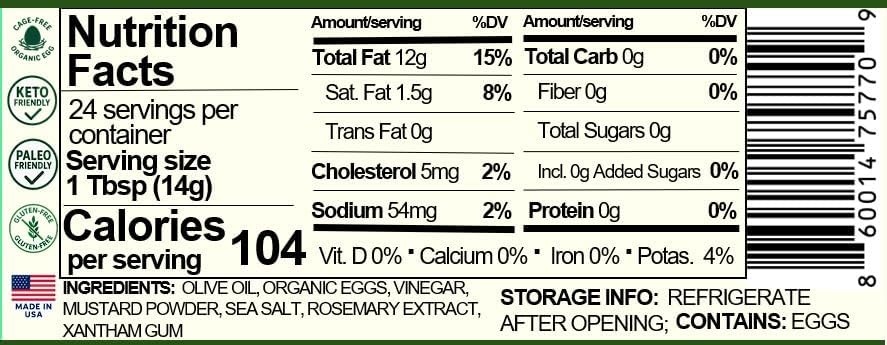 Olive Healthy Mayo made with 100% Olive Oil, No Seed Oils and Zero Sugar, 12 Ounces