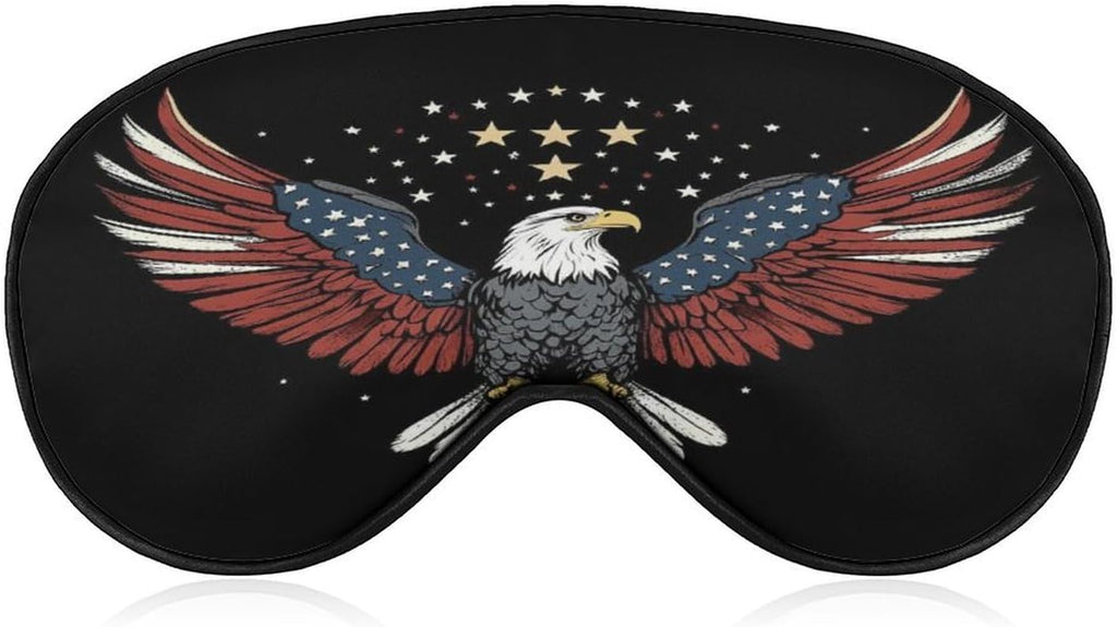 Blackout American Flag and Bald Eagle Patriotic Black Eye Covers for Sleeping Travel Airplane Home, Weighted Sleep Mask, Soft Night Blindfold with Adjustable Elastic Strap