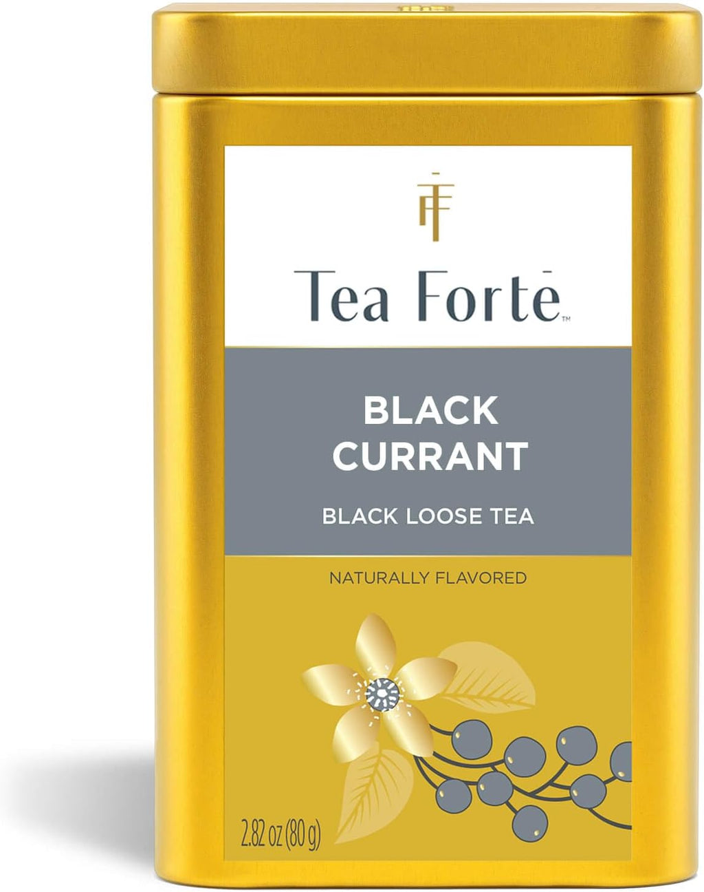 Tea Forte Black Currant Premium Loose Leaf Caffeinated Black Tea Blend Canister, Makes 35-50 Cups