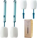 Bottle Brush Long Handle Cup Cleaner Brush Sponge Bottle Scrubber Detachable Handle Portable Sponge Cleaning Brush for Cups Wine Glasses Water Bottles Baby Bottles and Vacuum Flasks (Blue)