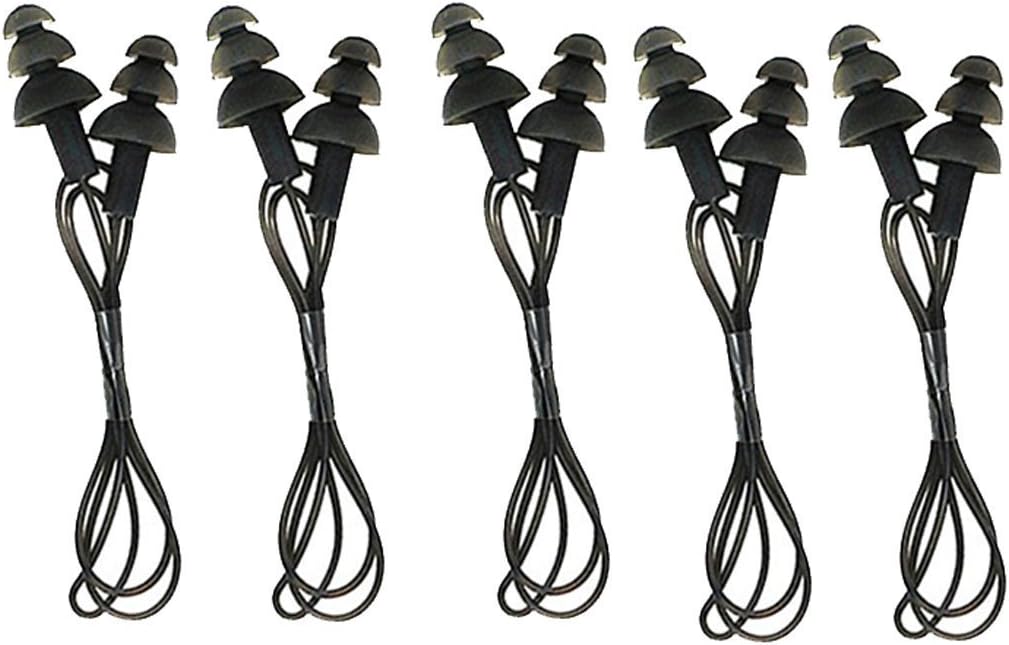 CTKcom 5 Pcs Silicone Gel Soft Earplug Corded String Ear Plugs for Swimming,Pack of 5,Black