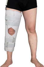 Three-Panel Knee Immobilizer & Knee Stabilizer - Leg Support Splint for Knee Pre-and Postoperative Injuries & Instabilities - Straight Leg Brace with Shoulder Strap to Prevent Sliding (21")