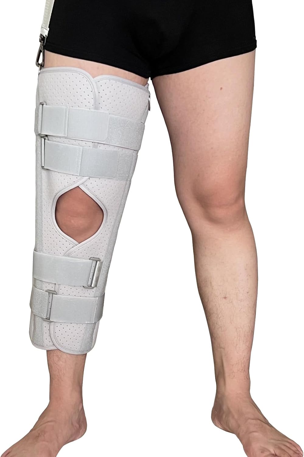Three-Panel Knee Immobilizer & Knee Stabilizer - Leg Support Splint for Knee Pre-and Postoperative Injuries & Instabilities - Straight Leg Brace with Shoulder Strap to Prevent Sliding (18")