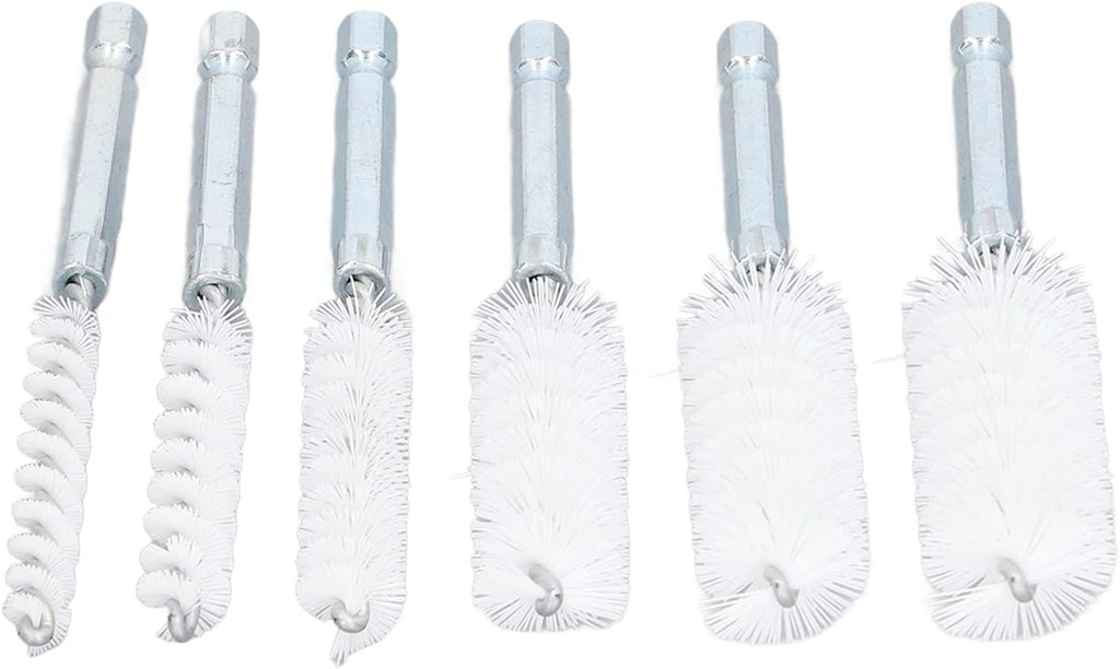 6PCS Hole Cleaning Brushes Bore Brush for Drill Twisted Wire Cleaning Brush Power Drill Cleaning Wire Brush with 1/4in Hex Shank for Power Drill Impact Driver (Nylon (White))