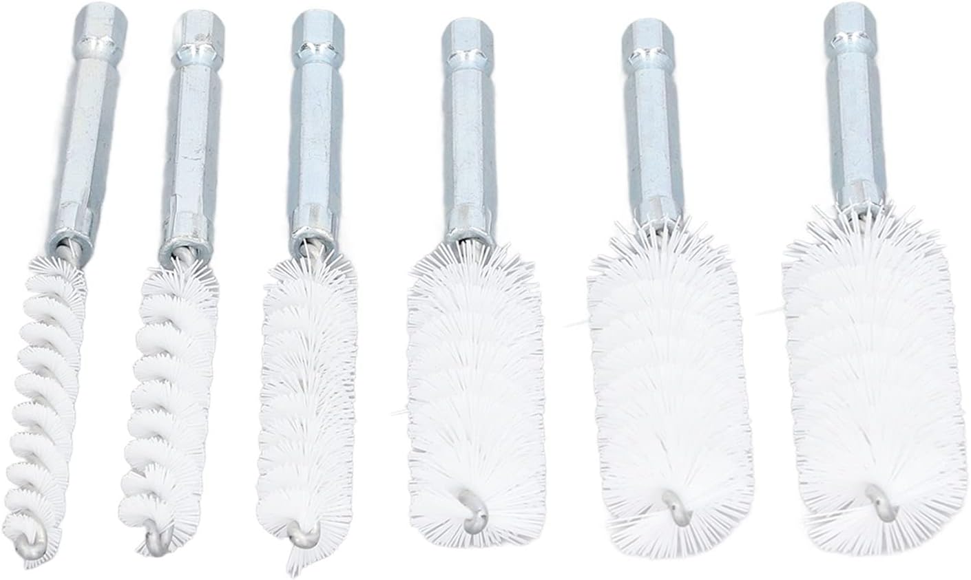 6PCS Hole Cleaning Brushes Bore Brush for Drill Twisted Wire Cleaning Brush Power Drill Cleaning Wire Brush with 1/4in Hex Shank for Power Drill Impact Driver (Nylon (White))