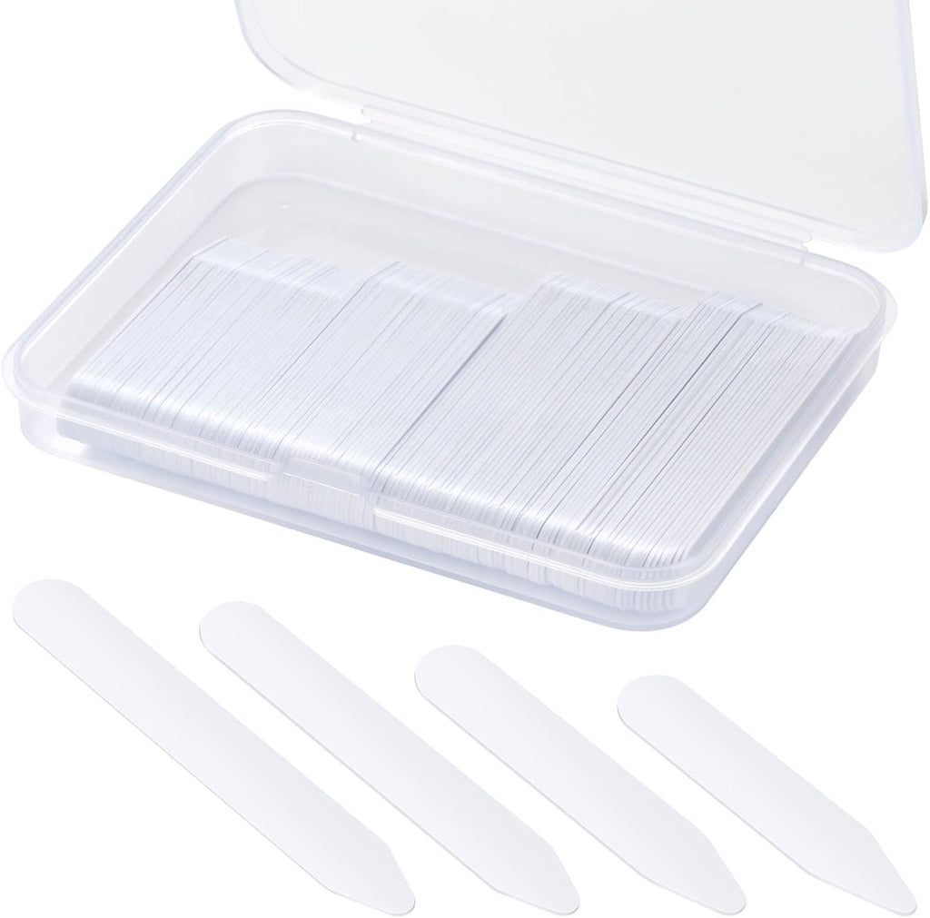 120PCS Plastic Collar Stays for Men's Dress Shirts Thicker and More Bend-Resistant Invisible Collar Inserts, Sizes 2, 2.2, 2.55, 2.75 Inches with Storage Case