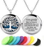 Aromatherapy Essential Oil Diffuser Necklace Tree of Life Pattern Stainless Steel Locket Pendant