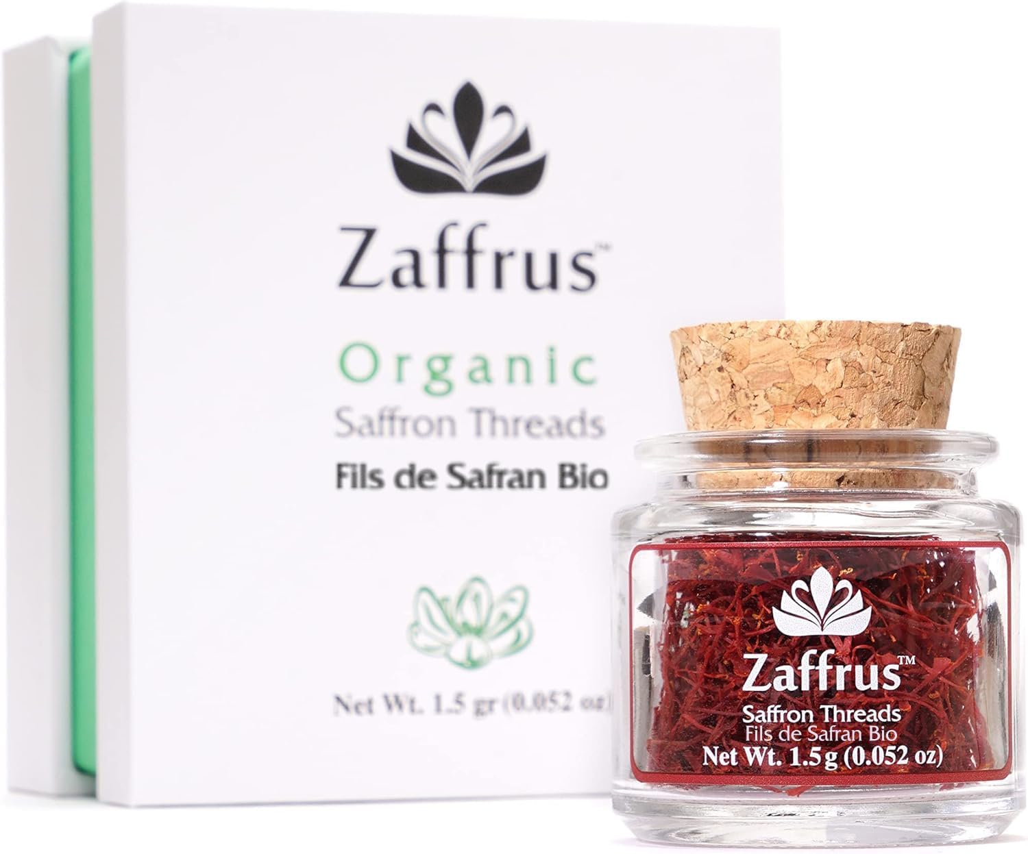 Zaffrus - Certified Organic Super-Premium All Red Saffron Threads (1.5 gram, .052 oz)