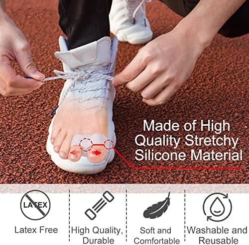 Gel Big Toe Separators, 3 Pairs Soft Silicone Big Toe Corrector Toe Spacer, Double Loop Toe Separator Hammer Toe Overlapping Toes Straightener Sleeves for Big Toe Alignment Bunion Foot Pain Relief (L)