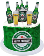 Daimay 48PCS Beer Bottle Cake Toppers Bachelor Party Cupcake Topper Happy Birthday Cake Decorations Muffin Cake Deco for Various Birthday Party Supplies