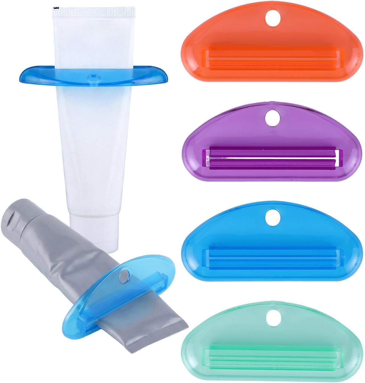 4 Pcs Toothpaste Tube Squeezer, Hanging Toothpaste Dispenser Clip Tube Squeezer Tool for Bathroom Organization, Facial Cleanser, Creams & Paint