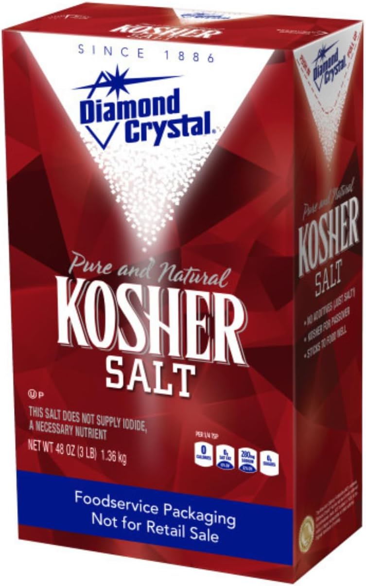 Diamond Crystal Kosher Salt – Full Flavor, No Additives - Pure and Natural Since 1886 (Restaurant Pack) - 3 Pound Box