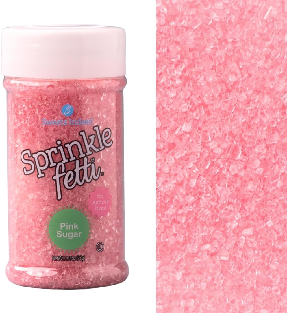 Sweets Indeed Valentines Day Dye-Free Pink Sanding Sugar | Natural Pink Decorating Sugar for Cakes, Cupcakes & Cookies | No Artificial Dyes, Gluten-Free | 3.35 ounces