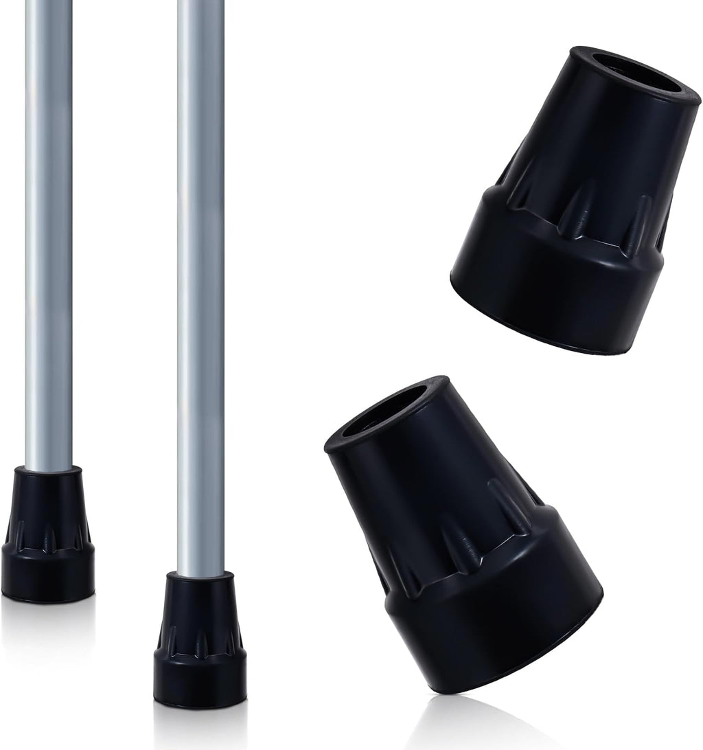 Premium 3/4 Inch Heavy Duty Walking Cane Tips - Durable Black Rubber Replacement for Stability & Safety (2 Pack)