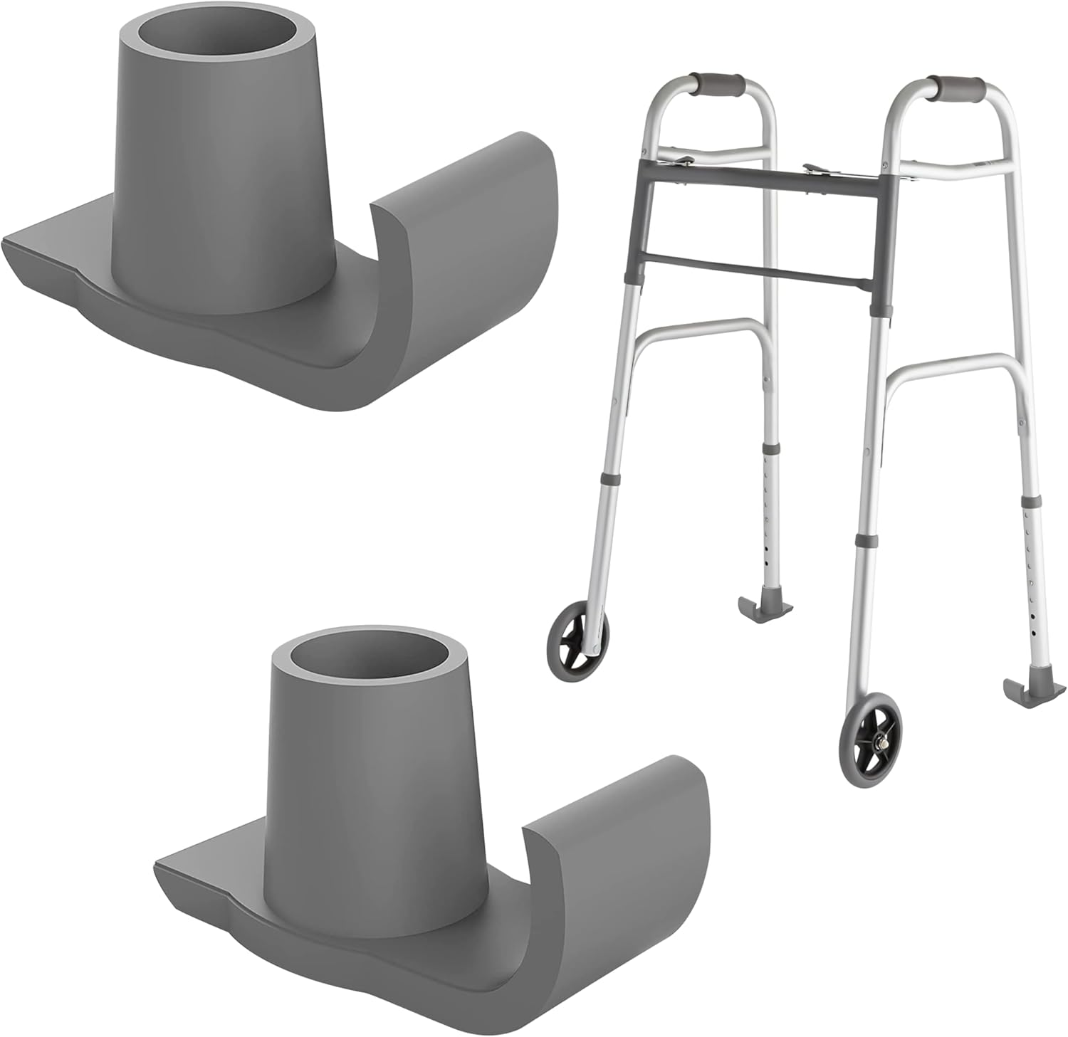 Walker ski Glides 2 Pack, Walker Glide Ski Heavy Duty, Walker Accessories for Seniors Folding Walkers, Easy to Use Rubber Walker Glides, Universal 1" Replacement Glide Caps Tool Free instaltion