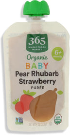 365 by Whole Foods Market Organic Pear Strawberry Rhubarb Baby Food Sgl, 4 OZ