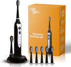 Sonic Electric Toothbrush for Adults with 5 Toothbrush Replacement Heads, 3 Brushing Modes & 2 Minutes Built-in Timer, Travel Toothbrushes with Inductive Charging, Rechargeable toothbrush | Black