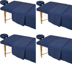 4 Sets Extra Thick Massage Table Sheets Sets Soft Premium Microfiber 3 Piece Set Massage Sheet Set for Salon Spa Bed Include Fitted Covers Flat Sheets Face Cradle Cover