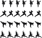 Sleyberoy 24 Piece Karate Cupcake Toppers, Taekwondo Themed Happy Birthday Party Cupcake Decorations, Shiny Black (Martial arts 24)