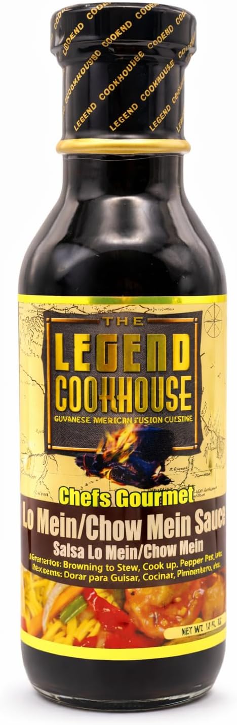 Legend Cookhouse Chinese Lo Mein Sauce, Chow Mein Stir Fry Sauce for Noodles, Fried Rice, Vegetables, Chicken, Beef & Shrimp, Authentic Guyanese Chinese Fusion Flavor, 12 Oz Bottle