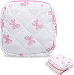 Portable Period Bags for Girls, Bow Period Pouch for Pads Sanitary Napkins Small Tampons, Sanitary Napkin Storage Bag First Gifts for Girls (White)
