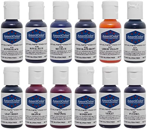 Food Coloring AmeriColor Student - Kit 12 .75 Ounce Bottles Soft Gel Paste Colors