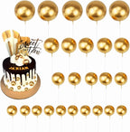 25 Pcs Balls Cake Topper Ball Shaped Cake Insert Toppers Pearl Balls Cake Pick DIY Cake Insert Toppers Foam Ball Cupcake Topper for Birthday Party Christmas Wedding Anniversary Baby Shower Cake Decor