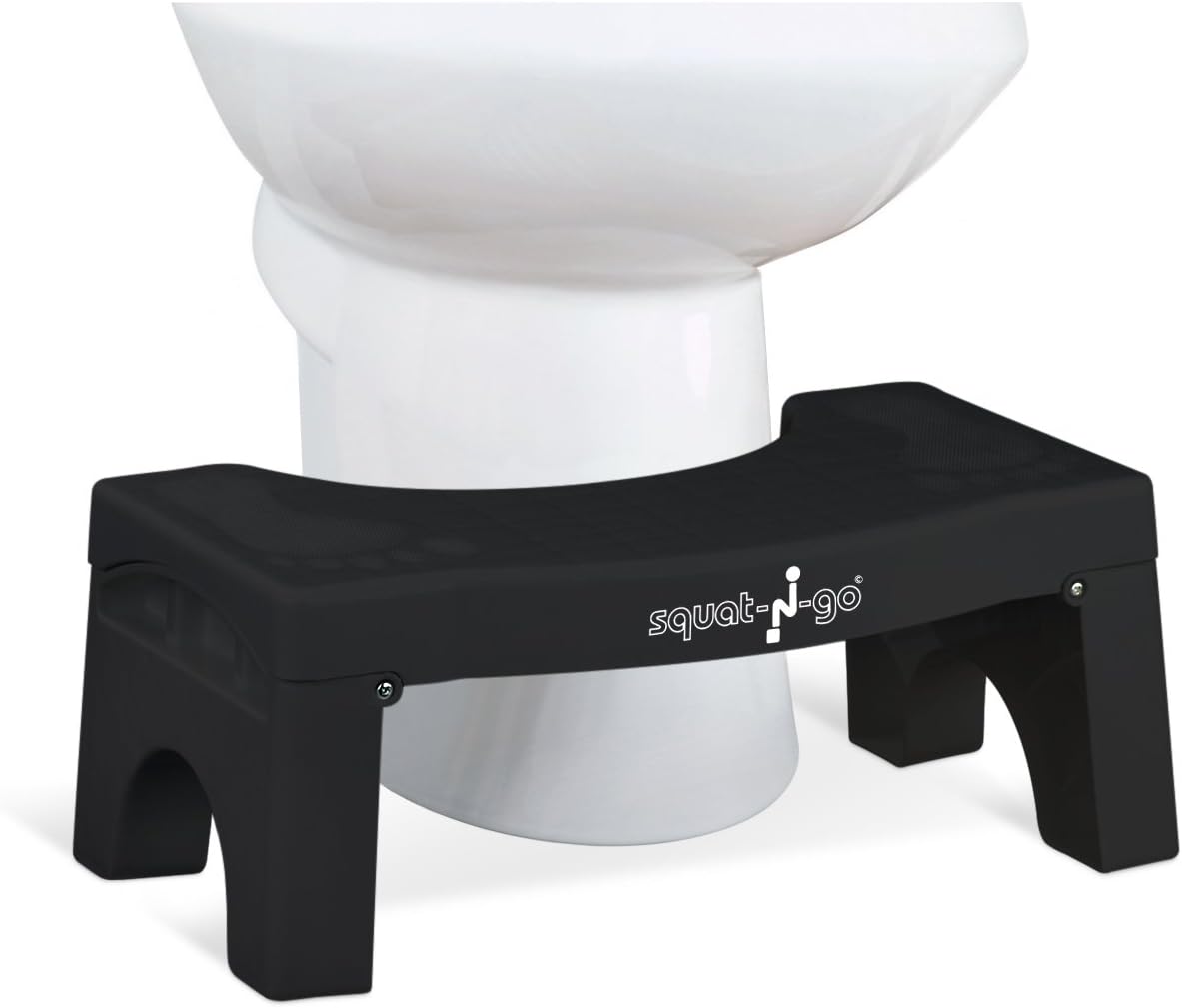 Squat N Go 7” Folding Squatting Stool | The Only Foldable Toilet Stool | Convenient and Compact – Great for Travel | Fits All Toilets, Folds for Easy Storage, Use in Any Bathroom | Black Color |