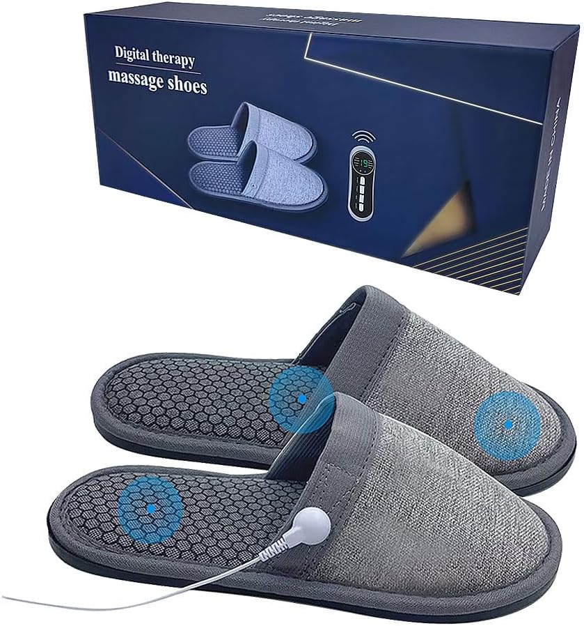 Microcurrent Massage Sandals,Reflexology Slippers for Men Women Plantar Fasciitis Relief,Acupressure Shoes Gray