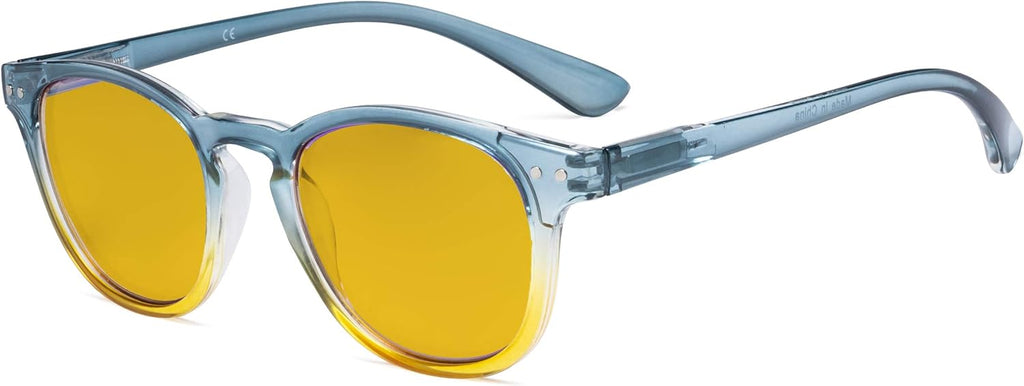 Eyekepper Ladies Blue Light Blocking Reading Glasses with Amber Tinted Filter Lens - Gradient Frame Computer Readers Women - Blue-Yellow Frame +0.50