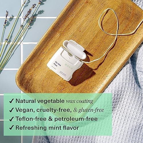 Boka Ela Mint Expandable Woven Dental Floss, Made from Plant-Based Vegetable Wax, Teflon-Free, 30 Yards of Waxed Floss (Pack of 1)