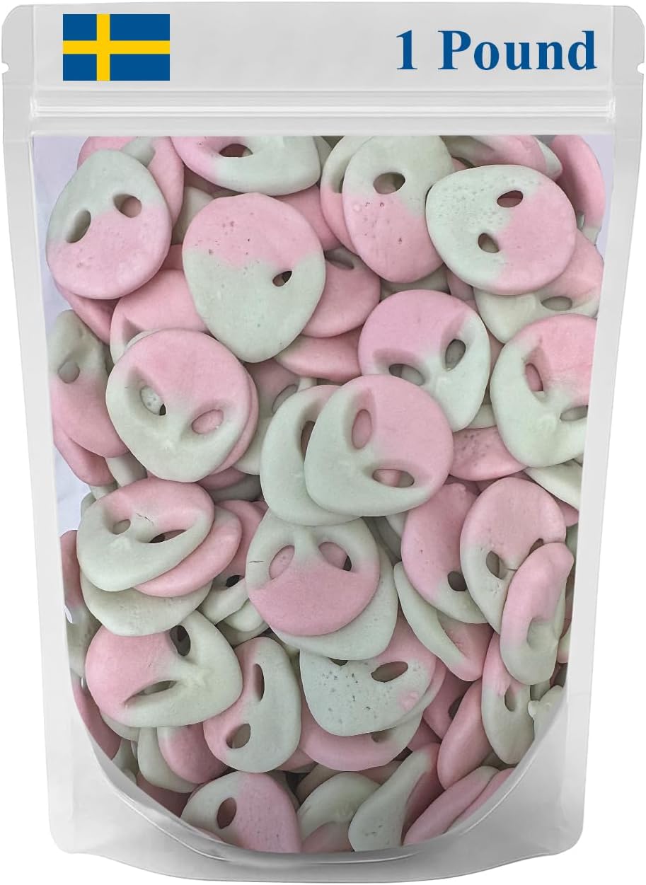 Swedish Candy – Sweet Watermelon Alien Gummies, Gelatin-Free & Vegan Godis (1 LB Resealable Bag)