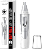 Ear and Nose Hair Trimmer Clipper - 2026 Professional Painless Eyebrow & Facial Hair Trimmer for Men Women,Battery-Operated Trimmer with IPX7 Waterproof,Dual Edge Blades for Easy Cleansing White