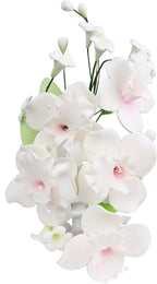 O'Creme Gumpaste Flower Spray, White Orchid - Edible Flowers for Cake Decorating - Sugar Paste Flower Decorations for Cakes, Candy, Cupcake Toppers - Birthday Party, Wedding, Baby Shower