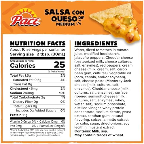 Pace Salsa Con Queso Dip, Cheese Dip, 11 oz Microwavable Bowl