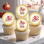 Chinese New Year 2026 Edible Cupcake Toppers Year of the Horse Cake Decorations
