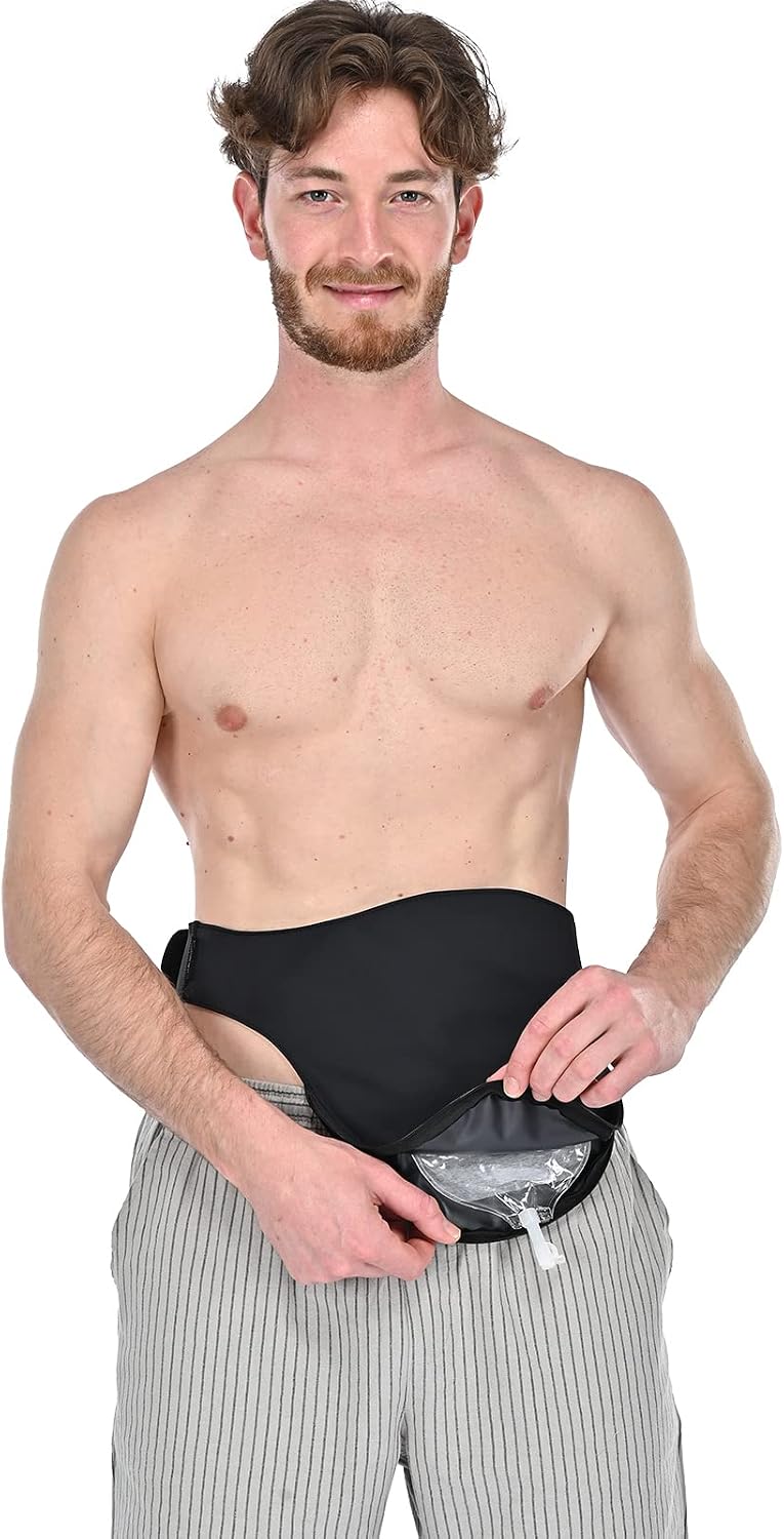 Ostomy Belt | Leak & Odor Protection | Abdomen Ostomy Bag Covers for Men and Women | Sports and Daily Life | Size M, Black