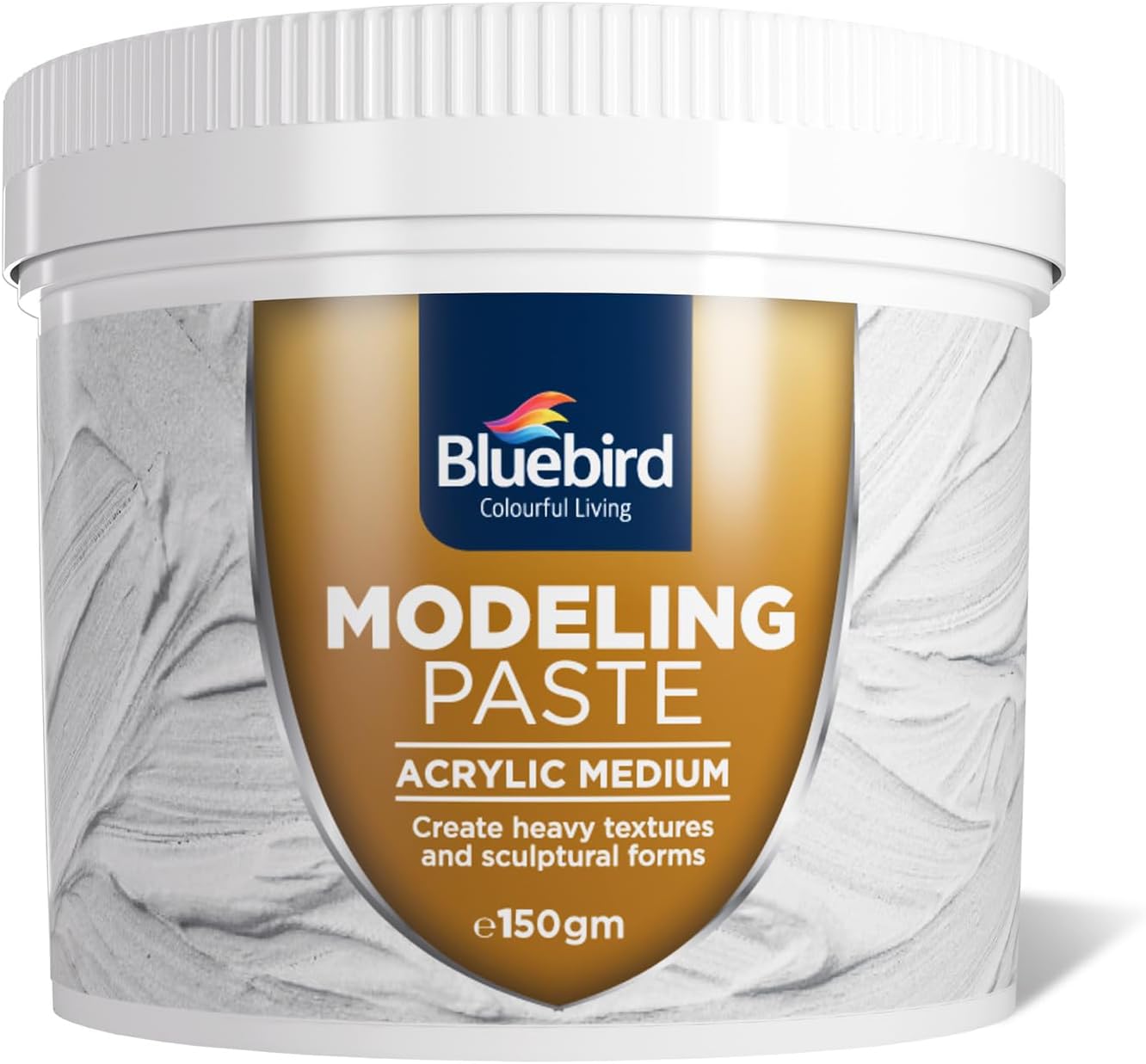 Bluebird Thick Modeling Paste White 5.3 Oz / 150gm - High Density, Acrylic Medium for Texture, Thickness, and Dimension Additive