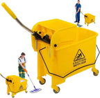 Generic 20L/5.28 Gallon Side Press Wringer Combo Mop Bucket, Commercial Mop Bucket with Wheels